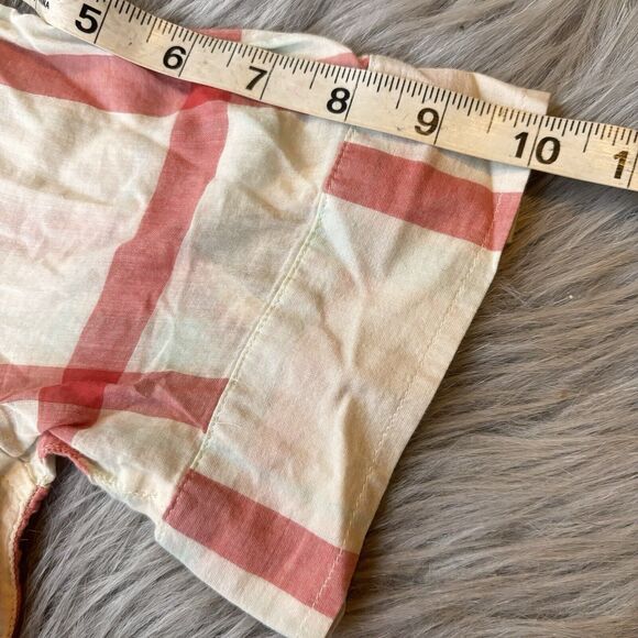 LEVI’S Blouse Sz S Casual Red White Plaid Button Up Short Sleeve Top Semi Sheer - Picture 10 of 12